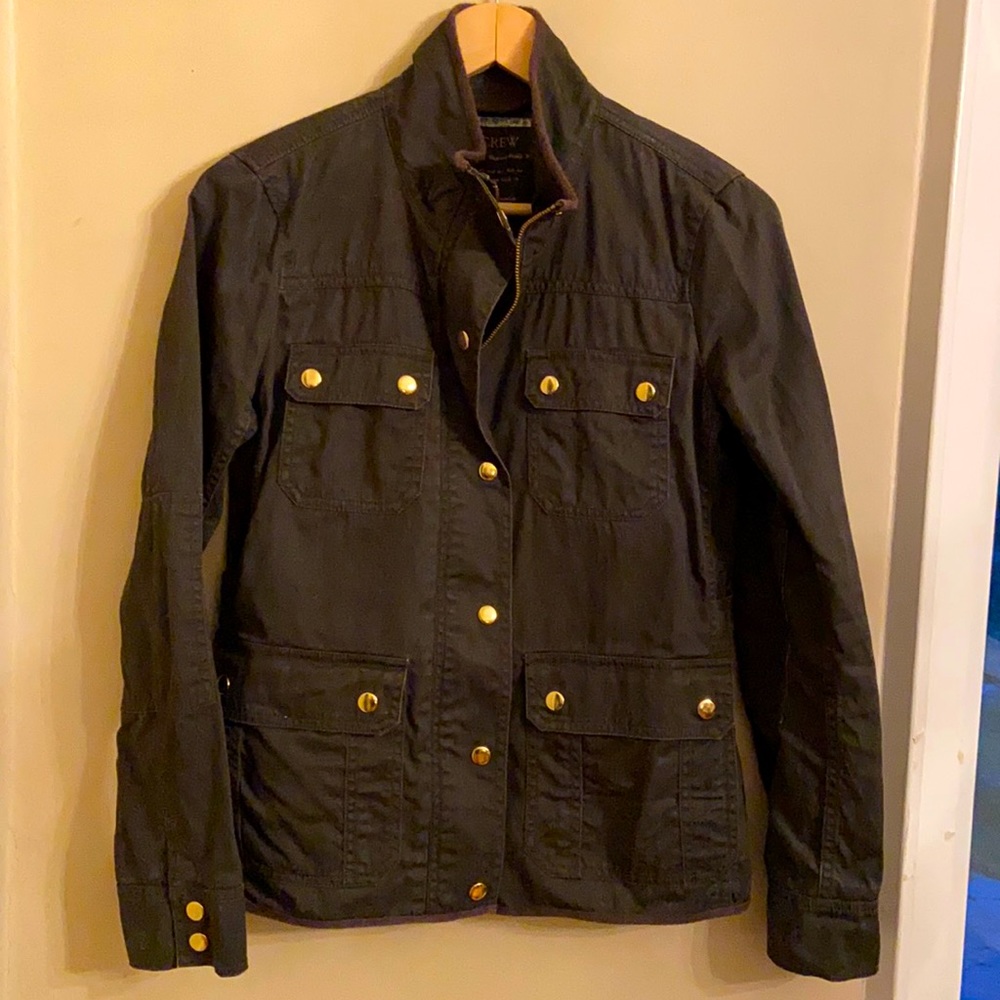 J.Crew Army Green Field Coat with Liberty trim S